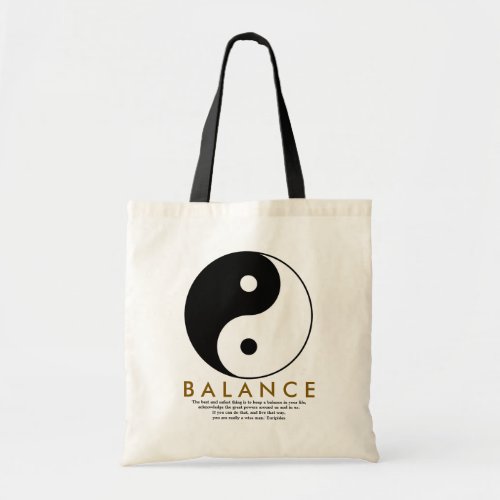balance yoga yin yang with quote tote bag