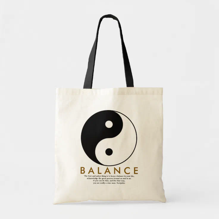balance yoga yin yang with quote tote bag | Zazzle