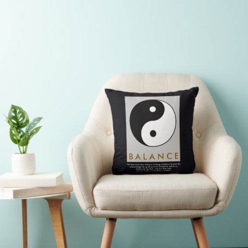 Balance zen yin yang throw pillow