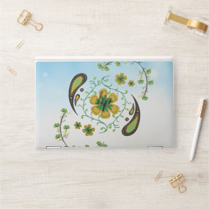 Balanced Bloom – Soft Green and Yellow Floral HP Laptop Skin