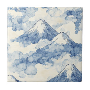 Balanced Blue White Mountains Snow Ceramic Tile