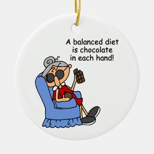 Balanced Chocolate Diet Ceramic Ornament (Front)