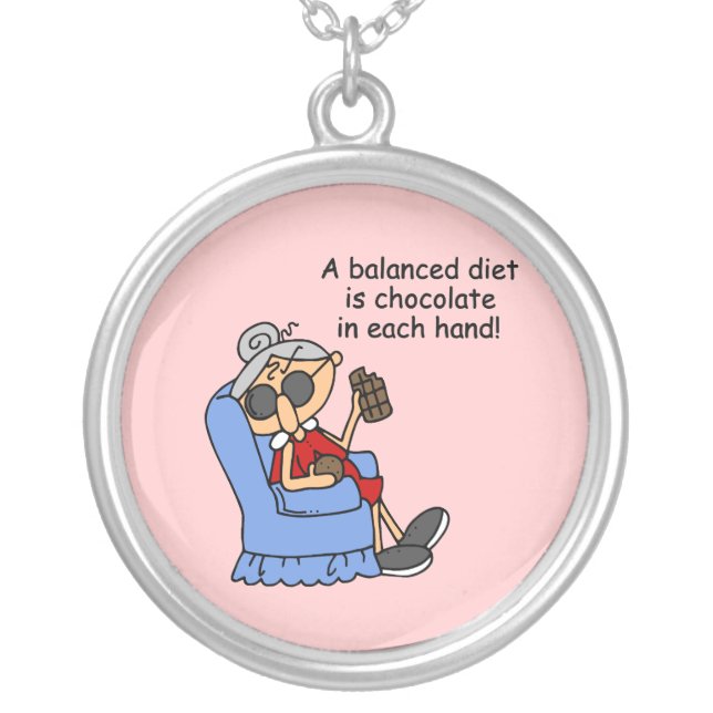 Balanced Chocolate Diet Silver Plated Necklace (Front)