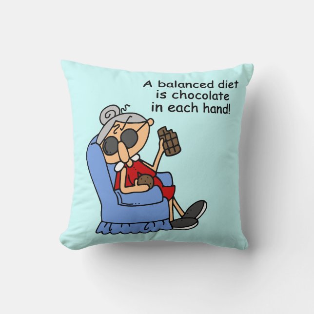 Balanced Chocolate Diet Throw Pillow (Front)