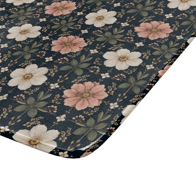 Balanced Contemporary Floral Grid Cutting Board (Corner)