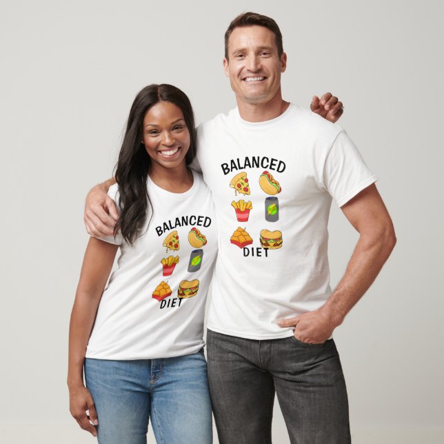 Balanced Diet T-shirt Design | Food Collage Humor (Unisex)