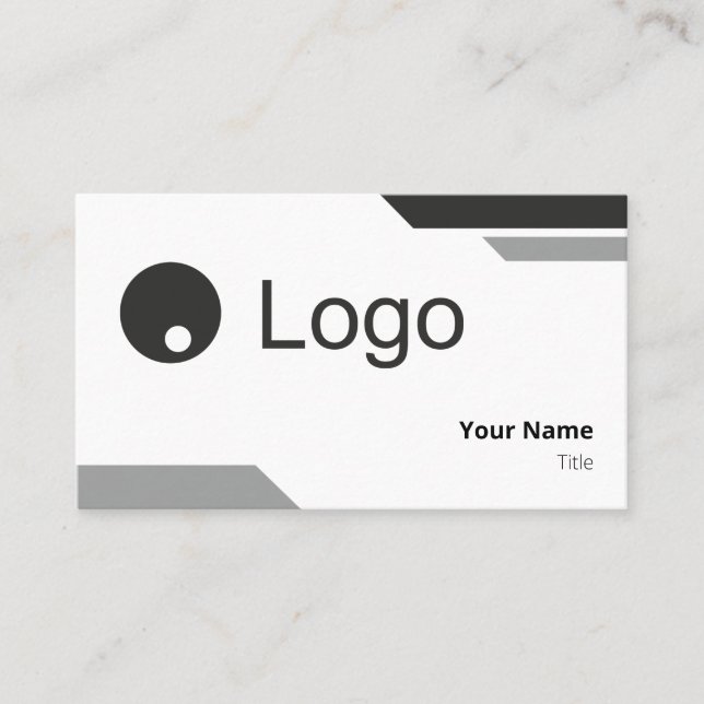 Balanced Grayscale Classic Dual Stripes Graphic Business Card (Front)