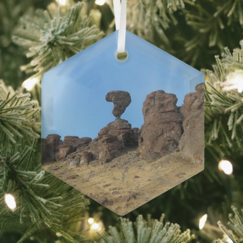 Balanced Rock Idaho Photo Glass Hexagon Ornament