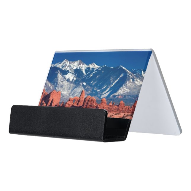 Balanced Rock Trail Desk Business Card Holder (Angled Front)