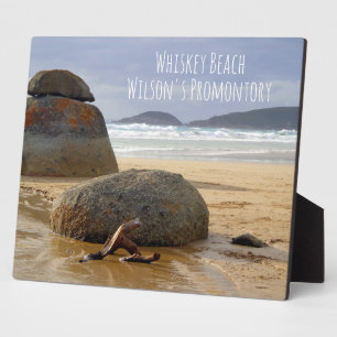 Balanced Rocks and Driftwood on Australian Beach P Plaque