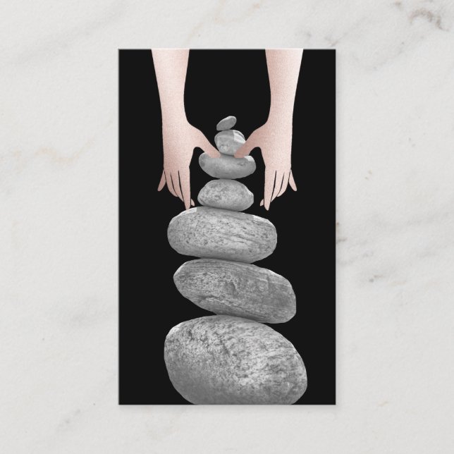 Balanced Rocks Massage Therapy Hands Health Spa Business Card (Front)