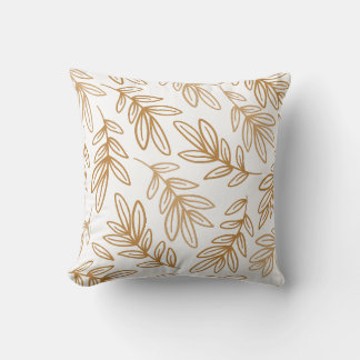 Balanced Sage Botanical Line Art Sketch Throw Pillow