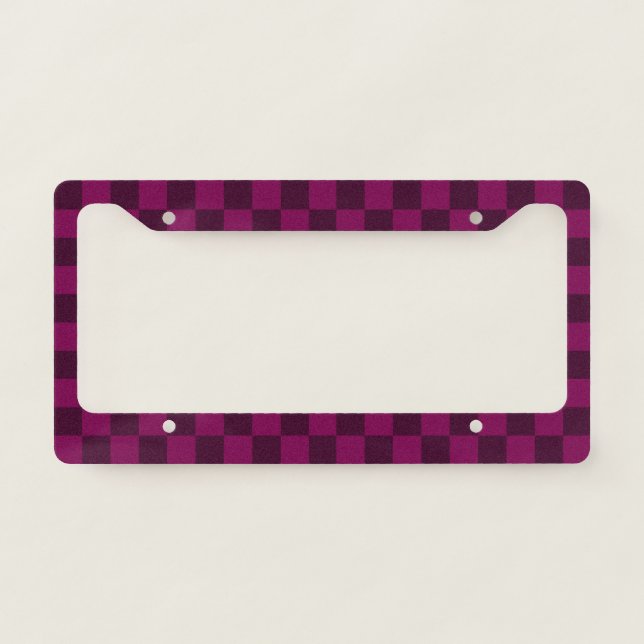 Balanced Visuals with Maroon Checkerboard Pattern License Plate Frame (Front)
