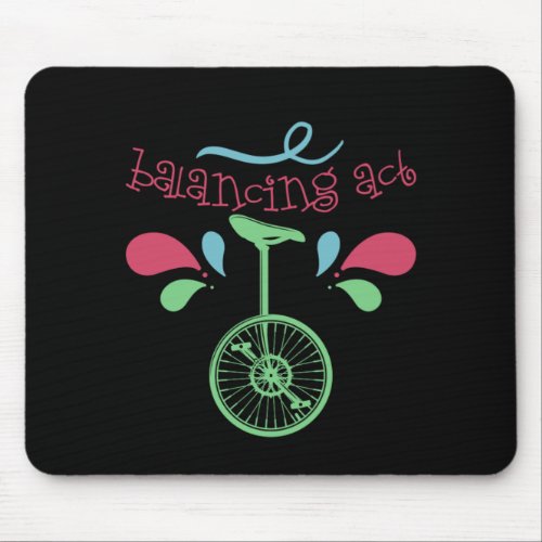 Balancing Act Bicycle Unicycle Biking Cycling Gift Mouse Pad