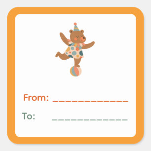 Balancing Circus Bear Gift Label