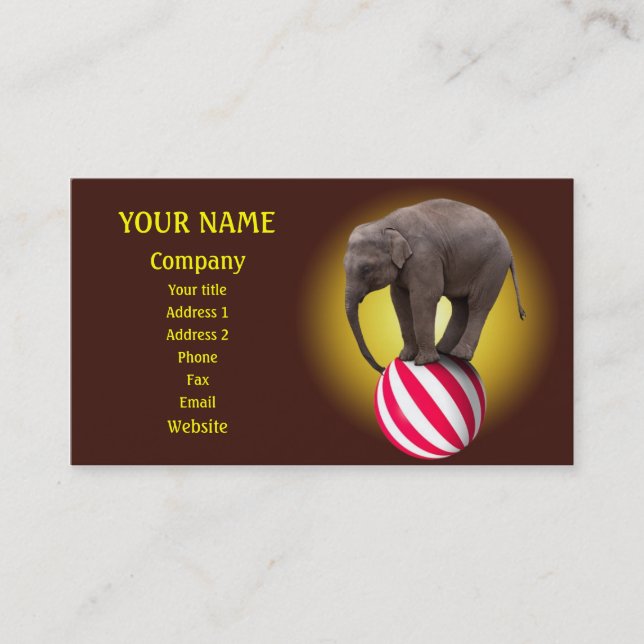Balancing elephant business card (Front)