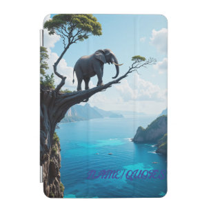 Balancing Elephant on Cliff – Surreal Wildlife iPad Mini Cover