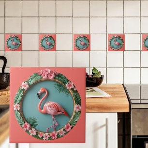 Balancing Flamingo Ceramic Tile