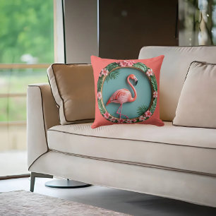 Balancing Flamingo  Throw Pillow