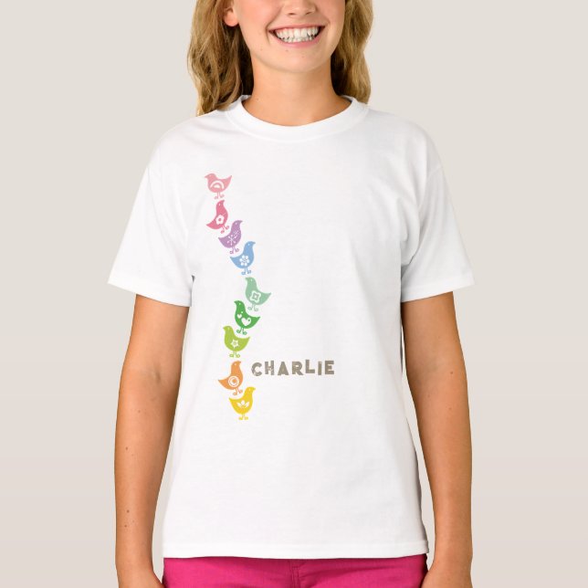 Balancing Retro Rainbow Chicks Fun Easter T-shirt (Front)