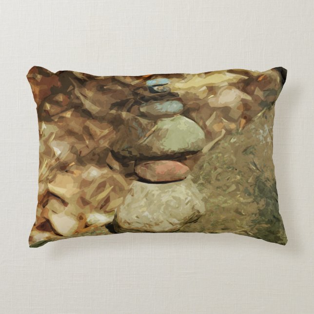 Balancing Rocks Abstract Impressionism Decorative Pillow (Front)