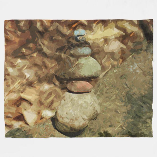 Balancing Rocks Abstract Impressionism Fleece Blanket (Front (Horizontal))