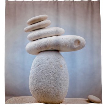 Balancing Stones Square   Your Text & Ideas Shower Curtain by EDDArtSHOP at Zazzle