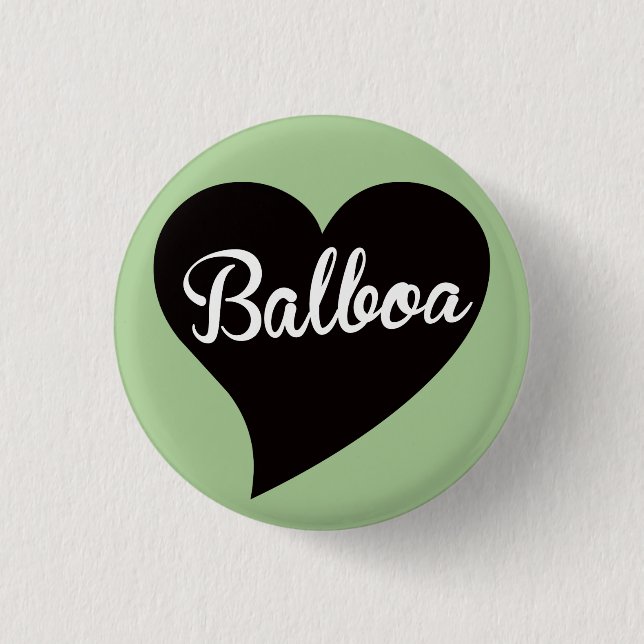 Balboa Black Heart Mint Button (Front)