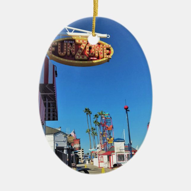 Balboa Fun Zone, Newport Beach, California Ceramic Ornament (Front)