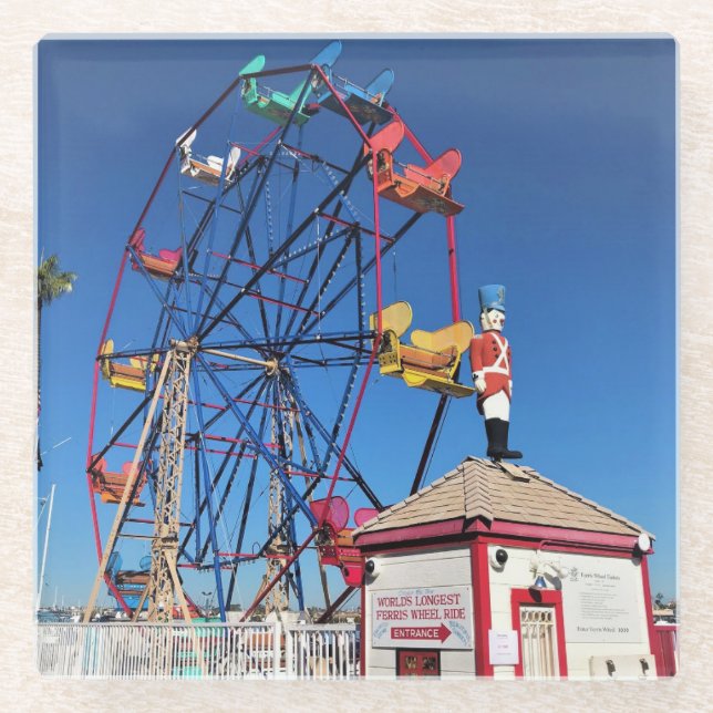 Balboa Fun Zone, Newport Beach, California Glass Coaster (Front)