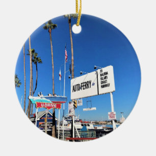 Balboa Island Ferry, Newport Beach, California Ceramic Ornament