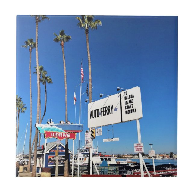 Balboa Island Ferry, Newport Beach, California Ceramic Tile (Front)