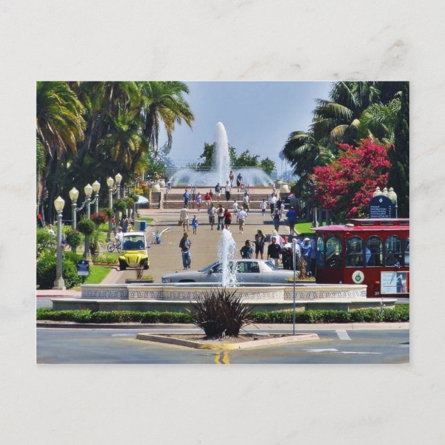 Balboa Park Fountains Prado Gaslamps Postcard (Front)