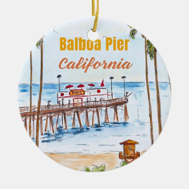 Balboa Pier Newport Beach Ornament (Front)