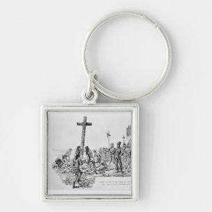 Balboa Setting up the Cross on the Shore Keychain