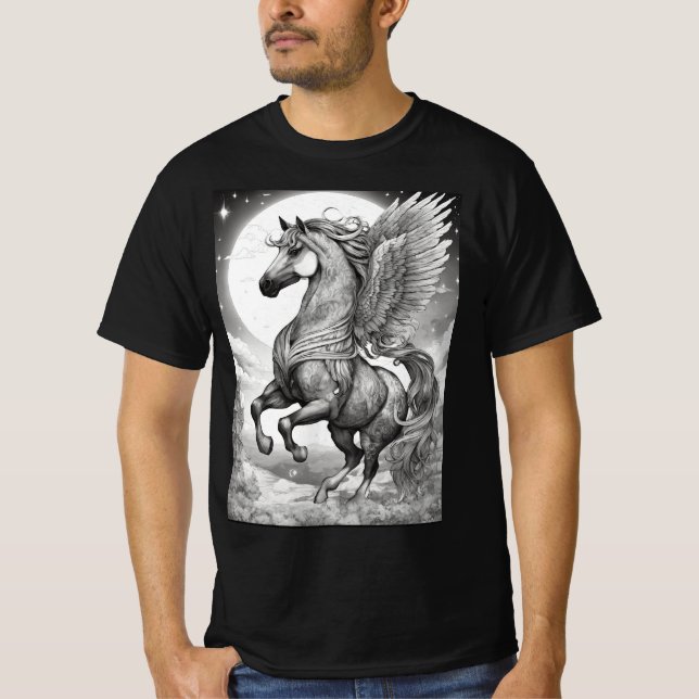 Balck and white horse t-shirt  (Front)