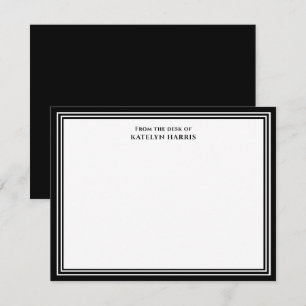Balck White Triple Border From The Desk Of Flat Note Card