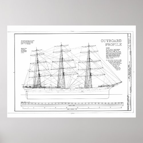 Balclutha Ship Outboard Profile Diagram Poster