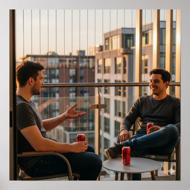 Balcony Sunset Conversation Poster (Front)