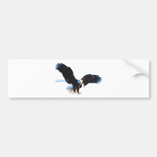 Bald American Eagle Landing Bumper Sticker (Front)