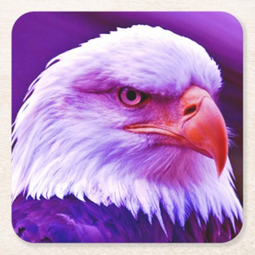Bald American Eagle Square Paper Coaster