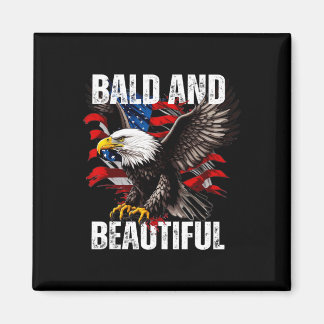 Bald And Beautiful July 4th Independence Day Ameri Magnet