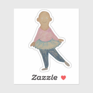 Bald ballerina in blue skirt. sticker