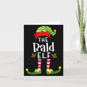 Bald Christmas Elf Matching Pajama X-mas Party Card