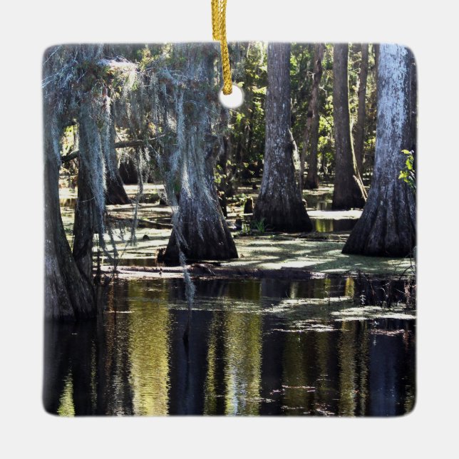 Bald Cypress Trees Ceramic Ornament (Front)