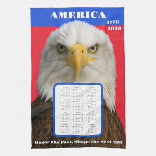 Bald Eagle 2026 Calendar—Patriotic Home Art Kitchen Towel