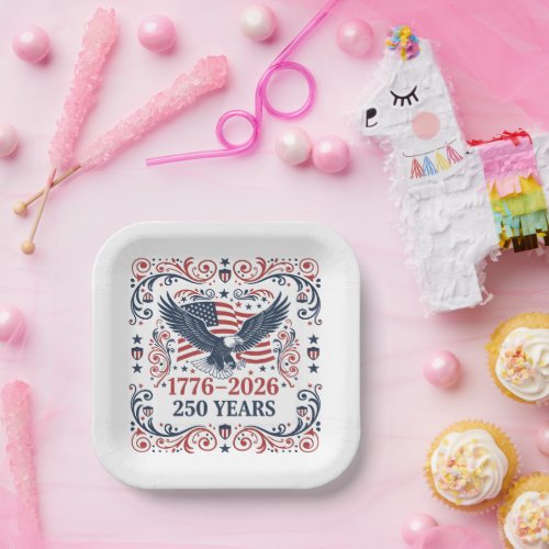 Bald Eagle 250 years of Freedom 2 Paper Plates