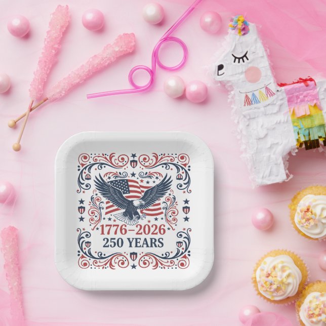 Bald Eagle 250 years of Freedom 2 Paper Plates (Party)