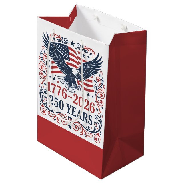 Bald Eagle 250 years of Freedom Medium Gift Bag (Back Angled)