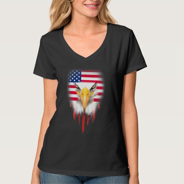 Bald Eagle 4th Of July American Flag Patriotic Fre T-Shirt (Front)